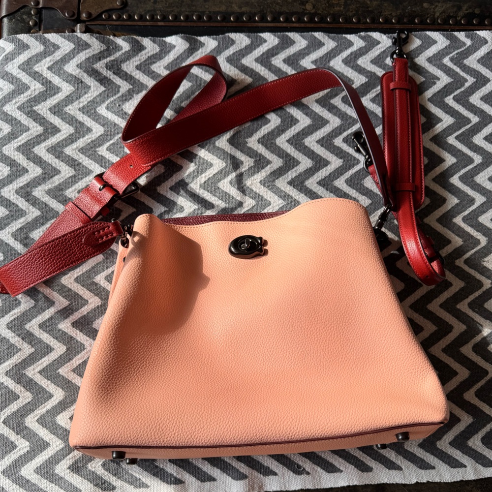 Coach Willow Bucket Crossbody in Peach/red
